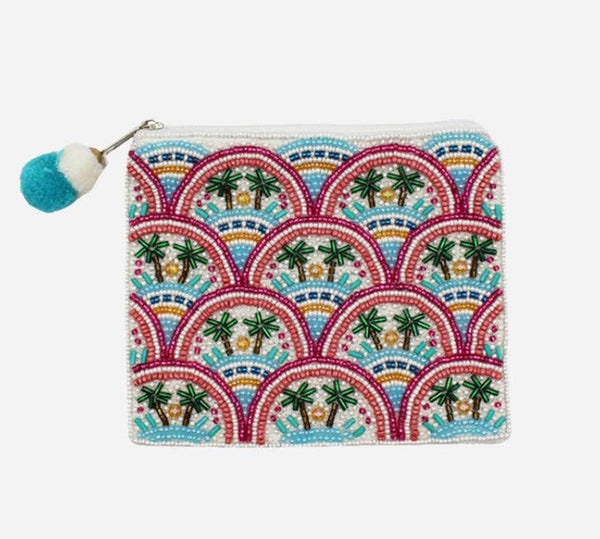 Palms Beaded Coin Pouch