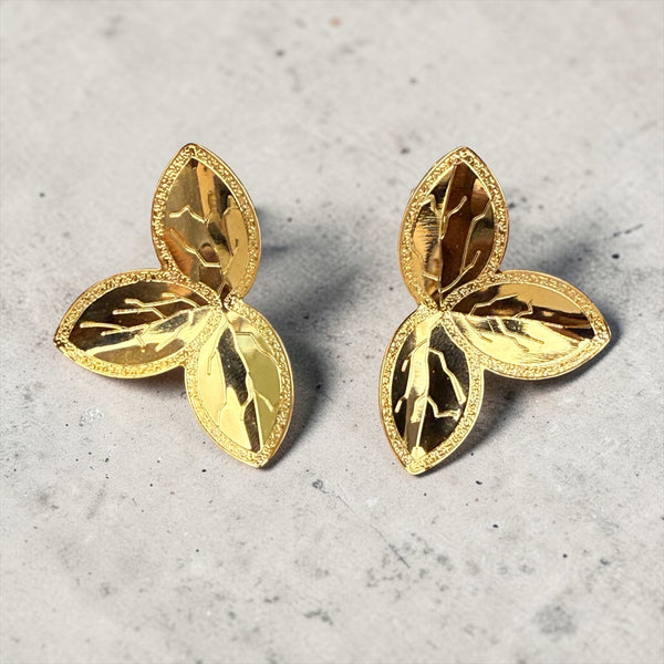 18K Gold Filled Flower Leaf Studs