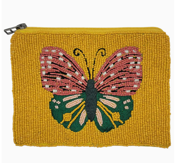 Butterfly Beaded Coin Pouch