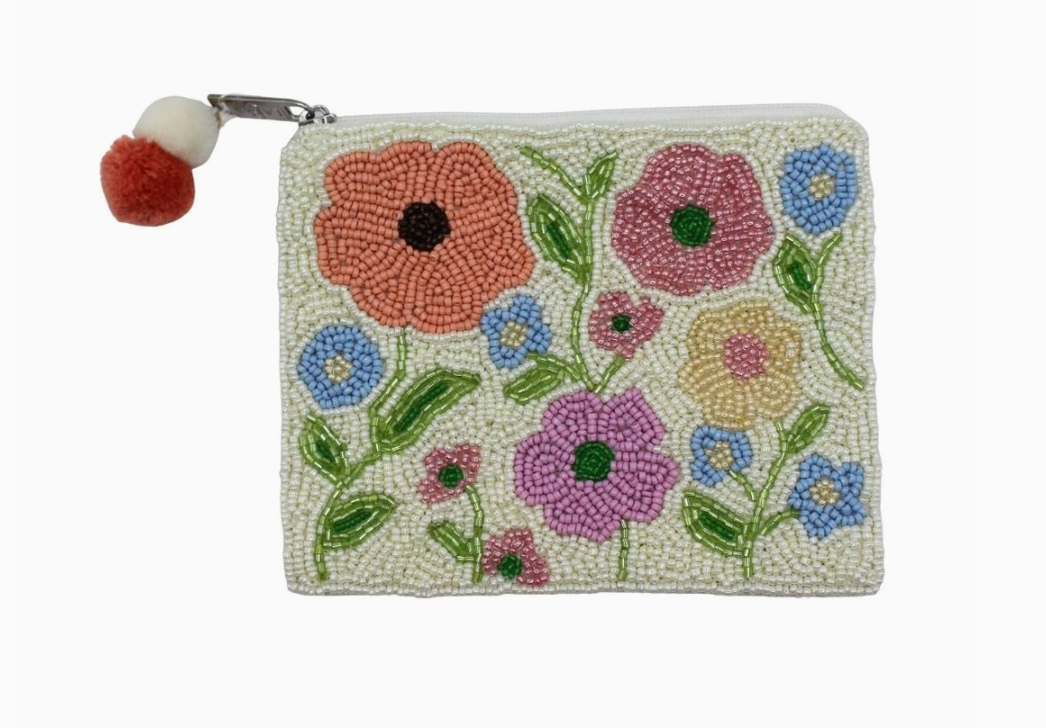 Floral Beaded Coin Pouch