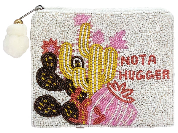 Not a Hugger Beaded Coin Pouch